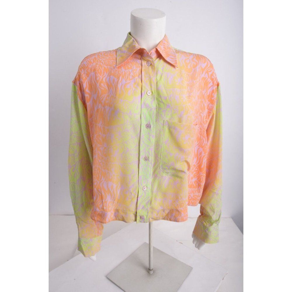Stella McCartney Womans Silk Printed Blouse Shirt Top Orchid Sz 40 US 4-6 NWT